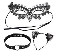 LEIBOCHAO Oreille de Chat Masque Catwoman, Catwoman Accessoires Femme Masque Dentelle Sexy, Mascarade Costume Fournitures, Déguisement pour Costume Fête Nightclub Masque Facial