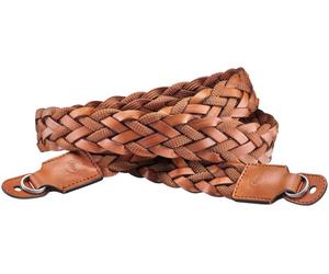 Leica courroie cordon plat tressé en rayonne et cuir - Cognac