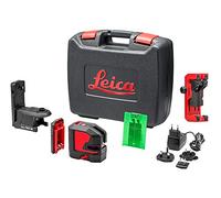 Leica Lino L2P5G - laser croix et point avec batterie Li-ion, chargeur, adaptateur magnétique innovant et support mural, en coffret (laser vert, portée : 35 m)