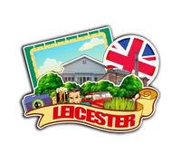 Leicester England UK Aimant de réfrigérateur en bois 3D monuments de voyage souvenir décoration fait main -4336