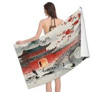 Leichong Serviette de Plage Architecture Chinoise, 3D Zen Grande Serviette de Bain Microfibre, Drap de Plage Séchage Rapide e Anti Sable pour Piscine Voyage Couverture, 100x200 cm
