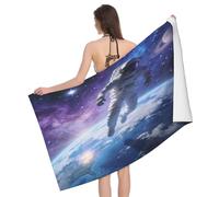Leichong Serviette de Plage Astronaute, 3D Style Science-Fiction Grande Serviette de Bain Microfibre, Drap de Plage Séchage Rapide e Anti Sable pour Piscine Voyage Couverture, 100x200 cm