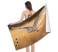 Leichong Serviette de Plage Chouette Effraie, 3D Oiseau Volant Grande Serviette de Bain Microfibre, Drap de Plage Séchage Rapide e Anti Sable pour Piscine Voyage Couverture, 90x180 cm