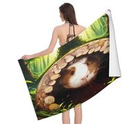 Leichong Serviette de Plage Cochon d'Inde, 3D Jungle Serviette de Bain Microfibre, Drap de Plage Séchage Rapide e Anti Sable pour Piscine Voyage Couverture, 80x160 cm