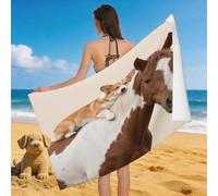 Leichong Serviette de Plage Corgi, 3D Mignon Animal de Compagnie Grande Serviette de Bain Microfibre, Drap de Plage Séchage Rapide e Anti Sable pour Piscine Voyage Couverture, 90x180 cm