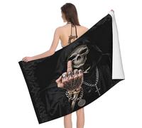 Leichong Serviette de Plage Crâne, 3D Terreur Style Serviette de Bain Microfibre, Drap de Plage Séchage Rapide e Anti Sable pour Piscine Voyage Couverture, 75x150 cm