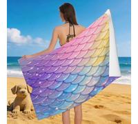 Leichong Serviette de Plage des Écailles de Poisson, 3D Style Rêveur Grande Serviette de Bain Microfibre, Drap de Plage Séchage Rapide e Anti Sable pour Piscine Voyage Couverture, 90x180 cm