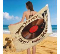 Leichong Serviette de Plage Disque Vinyle, 3D Modèle de Musique Grande Serviette de Bain Microfibre, Drap de Plage Séchage Rapide e Anti Sable pour Piscine Voyage, 100x200 cm
