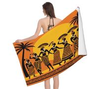 Leichong Serviette de Plage Éléments Tribaux, 3D Motif Africain Grande Serviette de Bain Microfibre, Drap de Plage Séchage Rapide e Anti Sable pour Piscine Voyage Couverture, 90x180 cm