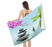 Leichong Serviette de Plage Esprit Zen, 3D Calcul Serviette de Bain Microfibre, Drap de Plage Séchage Rapide e Anti Sable pour Piscine Voyage Couverture, 80x160 cm