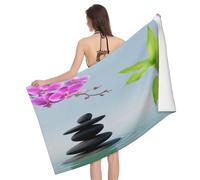Leichong Serviette de Plage Esprit Zen, 3D Orchidée Grande Serviette de Bain Microfibre, Drap de Plage Séchage Rapide e Anti Sable pour Piscine Voyage Couverture, 90x180 cm