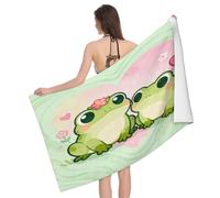 Leichong Serviette de Plage Grenouille Cœur, 3D Coeur d'amour Grande Serviette de Bain Microfibre, Drap de Plage Séchage Rapide e Anti Sable pour Piscine Voyage Couverture, 100x200 cm