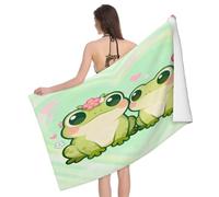 Leichong Serviette de Plage Grenouille de Dessin Animé, 3D Dessin Animé Mignon Serviette de Bain Microfibre, Drap de Plage Séchage Rapide e Anti Sable pour Piscine Voyage Couverture, 80x160 cm