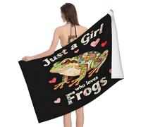Leichong Serviette de Plage Grenouille Fleur, 3D Simple Grande Serviette de Bain Microfibre, Drap de Plage Séchage Rapide e Anti Sable pour Piscine Voyage Couverture, 100x200 cm