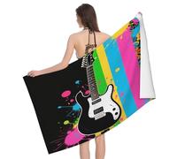 Leichong Serviette de Plage Guitare, 3D Multicolore Serviette de Bain Microfibre, Drap de Plage Séchage Rapide e Anti Sable pour Piscine Voyage Couverture, 75x150 cm
