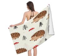 Leichong Serviette de Plage Hérisson Cartoon, 3D Animaux Mignons Grande Serviette de Bain Microfibre, Drap de Plage Séchage Rapide e Anti Sable pour Piscine Voyage Couverture, 100x200 cm