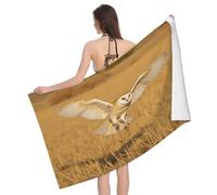 Leichong Serviette de Plage Hibou Imprimé, 3D Prairie Grande Serviette de Bain Microfibre, Drap de Plage Séchage Rapide e Anti Sable pour Piscine Voyage Couverture, 90x180 cm