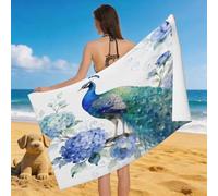 Leichong Serviette de Plage Imprimé de Paon, 3D des Oiseaux Serviette de Bain Microfibre, Drap de Plage Séchage Rapide e Anti Sable pour Piscine Voyage Couverture, 80x160 cm