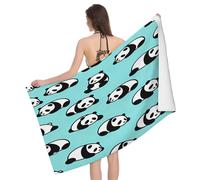 Leichong Serviette de Plage Imprimé Panda, 3D Dessin Animé Mignon Serviette de Bain Microfibre, Drap de Plage Séchage Rapide e Anti Sable pour Piscine Voyage Couverture, 75x150 cm