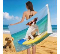 Leichong Serviette de Plage Jack Russell Terrier, 3D Vacances D'Été Serviette de Bain Microfibre, Drap de Plage Séchage Rapide e Anti Sable pour Piscine Voyage Couverture, 80x160 cm