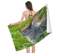 Leichong Serviette de Plage Lapin, 3D Prairie Serviette de Bain Microfibre, Drap de Plage Séchage Rapide e Anti Sable pour Piscine Voyage Couverture, 75x150 cm