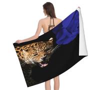 Leichong Serviette de Plage Léopard, 3D Romantisme Grande Serviette de Bain Microfibre, Drap de Plage Séchage Rapide e Anti Sable pour Piscine Voyage Couverture, 90x180 cm