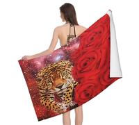 Leichong Serviette de Plage Léopard des Forêts, 3D Ciel Etoile Serviette de Bain Microfibre, Drap de Plage Séchage Rapide e Anti Sable pour Piscine Voyage Couverture, 80x160 cm