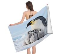Leichong Serviette de Plage Manchot Empereur, 3D Antarctique Grande Serviette de Bain Microfibre, Drap de Plage Séchage Rapide e Anti Sable pour Piscine Voyage Couverture, 100x200 cm