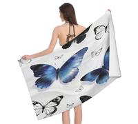 Leichong Serviette de Plage Motif Papillon, 3D Effet Dégradé Grande Serviette de Bain Microfibre, Drap de Plage Séchage Rapide e Anti Sable pour Piscine Voyage Couverture, 100x200 cm