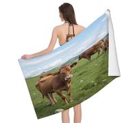 Leichong Serviette de Plage Motif Vache, 3D Prairie Serviette de Bain Microfibre, Drap de Plage Séchage Rapide e Anti Sable pour Piscine Voyage Couverture, 75x150 cm