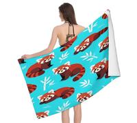 Leichong Serviette de Plage Panda Roux, 3D Motif Dessin Animé Serviette de Bain Microfibre, Drap de Plage Séchage Rapide e Anti Sable pour Piscine Voyage Couverture, 75x150 cm