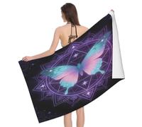 Leichong Serviette de Plage Papillon Cartoon, 3D Pente Grande Serviette de Bain Microfibre, Drap de Plage Séchage Rapide e Anti Sable pour Piscine Voyage Couverture, 100x200 cm