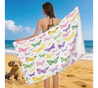 Leichong Serviette de Plage Papillon Cartoon, 3D Simple Serviette de Bain Microfibre, Drap de Plage Séchage Rapide e Anti Sable pour Piscine Voyage Couverture, 75x150 cm