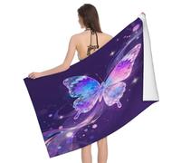 Leichong Serviette de Plage Papillon Cristal, 3D Romantisme Serviette de Bain Microfibre, Drap de Plage Séchage Rapide e Anti Sable pour Piscine Voyage Couverture, 75x150 cm