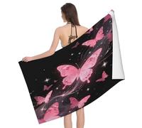 Leichong Serviette de Plage Papillon Rêveur, 3D Romantisme Serviette de Bain Microfibre, Drap de Plage Séchage Rapide e Anti Sable pour Piscine Voyage Couverture, 75x150 cm