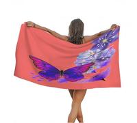 Leichong Serviette de Plage Pensées, 3D Animaux Artistiques Grande Serviette de Bain Microfibre, Drap de Plage Séchage Rapide e Anti Sable pour Piscine Couverture, 100x200 cm