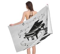 Leichong Serviette de Plage Piano Cartoon, 3D Thème Musical Grande Serviette de Bain Microfibre, Drap de Plage Séchage Rapide e Anti Sable pour Piscine Voyage Couverture, 100x200 cm