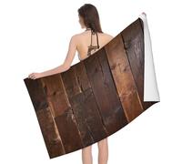 Leichong Serviette de Plage Planche de Bois Usée, 3D Minable Chic Grande Serviette de Bain Microfibre, Drap de Plage Séchage Rapide e Anti Sable pour Piscine Voyage Couverture, 100x200 cm