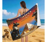 Leichong Serviette de Plage Pyramide, 3D Egypte Imprimé Grande Serviette de Bain Microfibre, Drap de Plage Séchage Rapide e Anti Sable pour Piscine Voyage Couverture, 90x180 cm