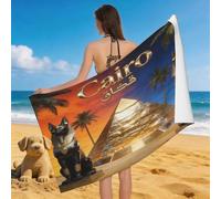 Leichong Serviette de Plage Pyramide, 3D Rétro Serviette de Bain Microfibre, Drap de Plage Séchage Rapide e Anti Sable pour Piscine Voyage Couverture, 80x160 cm