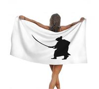 Leichong Serviette de Plage Samouraï, 3D Mignonne Serviette de Bain Microfibre, Drap de Plage Séchage Rapide e Anti Sable pour Piscine Couverture, 75x150 cm