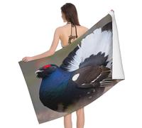 Leichong Serviette de Plage Tétras Lyre, 3D Motif Imprimé Animal Serviette de Bain Microfibre, Drap de Plage Séchage Rapide e Anti Sable pour Piscine Voyage Couverture, 80x160 cm