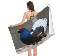 Leichong Serviette de Plage Tétras Lyre, 3D Style Sauvage Serviette de Bain Microfibre, Drap de Plage Séchage Rapide e Anti Sable pour Piscine Voyage Couverture, 80x160 cm