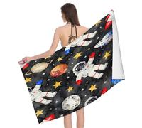Leichong Serviette de Plage Thème de l'espace, 3D Fusée Thème Grande Serviette de Bain Microfibre, Drap de Plage Séchage Rapide e Anti Sable pour Piscine Voyage Couverture, 100x200 cm