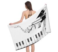 Leichong Serviette de Plage Touches de Piano, 3D Musique Grande Serviette de Bain Microfibre, Drap de Plage Séchage Rapide e Anti Sable pour Piscine Voyage Couverture, 100x200 cm