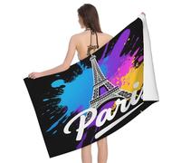 Leichong Serviette de Plage Tour Eiffel, 3D Multicolore Grande Serviette de Bain Microfibre, Drap de Plage Séchage Rapide e Anti Sable pour Piscine Voyage Couverture, 90x180 cm