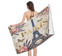 Leichong Serviette de Plage Tour Eiffel, 3D Paris Vintage Grande Serviette de Bain Microfibre, Drap de Plage Séchage Rapide e Anti Sable pour Piscine Voyage Couverture, 100x200 cm