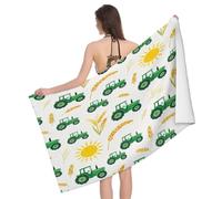 Leichong Serviette de Plage Tracteur de Dessin Animé, 3D Éléments de Ferme Serviette de Bain Microfibre, Drap de Plage Séchage Rapide e Anti Sable pour Piscine Voyage Couverture, 80x160 cm