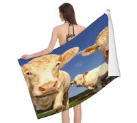 Leichong Serviette de Plage Vache des Hautes Terres, 3D Mignon Imprimé Serviette de Bain Microfibre, Drap de Plage Séchage Rapide e Anti Sable pour Piscine Voyage Couverture, 75x150 cm