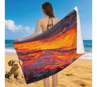 Leichong Serviette de Plage Volcan, 3D Cool Grande Serviette de Bain Microfibre, Drap de Plage Séchage Rapide e Anti Sable pour Piscine Voyage Couverture, 100x200 cm